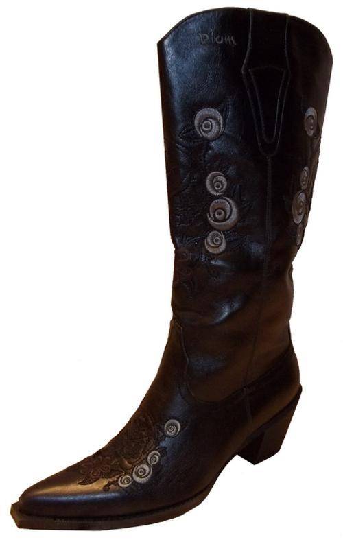 Plum Delicious Rilla Cowboy Boots - Black (Size 7)
