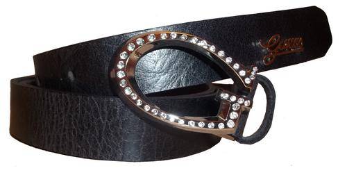 Guess Black Distressed Leather Belt (Size Medium)