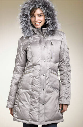 Guess Puffer Coat (Removable Faux Fur Hood) - Size Small