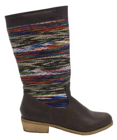 Mid Calf Multi Textured Rider Style Boots (Black)