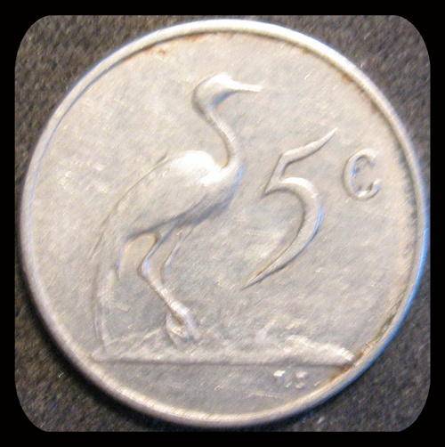 1965 Five Cents English South African Coin