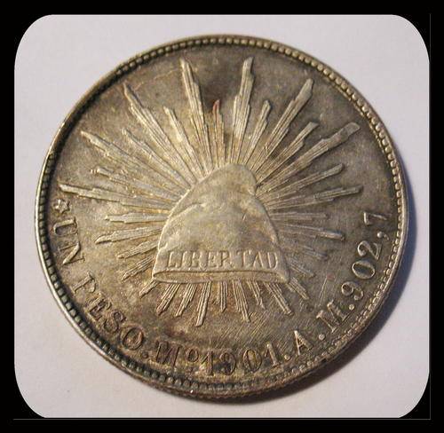 One PESO *Un Peso M.o. 1901.A.M.902.7 Mexican Peso LARGE Beautiful COIN