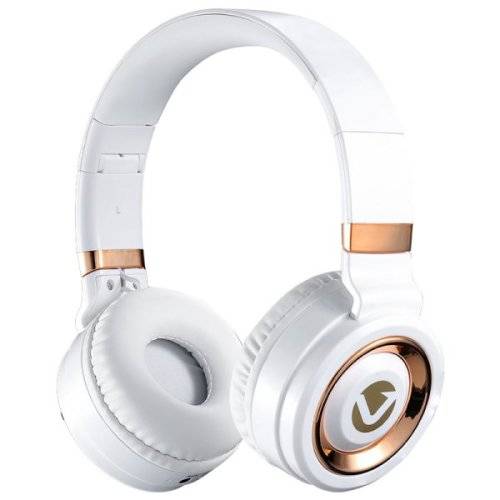 BLUETOOTH FOLDING HEADPHONES WITH MIC ROSE GOLD & WHITE VOLKANO LUNAR SERIES