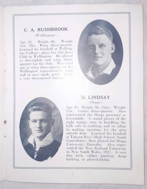 New Zealand Rugby Tour 1928 Souvenir booklet
