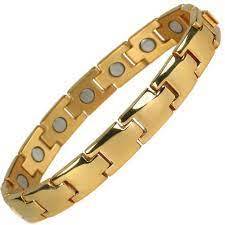 Titanium Magnetic Bracelet With Golden Coating  For Pain Relief