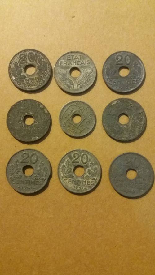 WW2-ETAT Francais 20 Centimes(Vichy State) ZINC 1941 &1942-Tunisie 10 Centimes