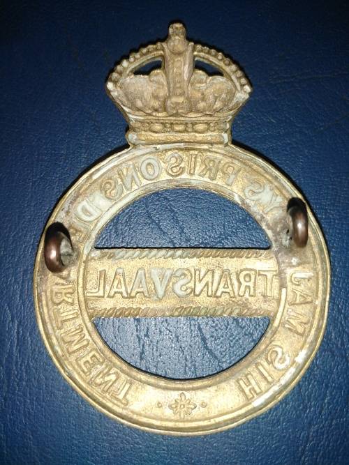 His Majesty's Prison Department-Transvaal Cap Badge 1908-1913-Size 65mm x 45mm  (Owen 1942)