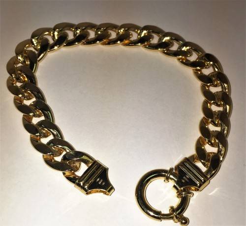 9  carat ------- Gold   Flat curb bracelet  cm 20 long -  10 mm wide