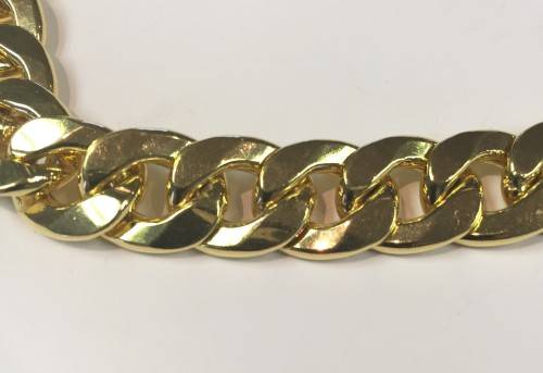 9  carat  Gold  -------Flat curb gents bracelet  cm 23 ------  8.5 mm.wide