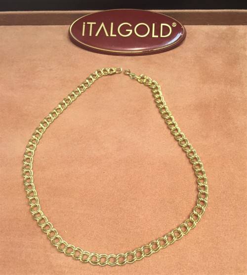 9K genuine 9 carat Solid Gold, Double Curb  Necklace-----  cm 40