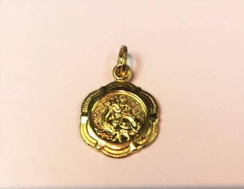 9K- 9 carat genuine yellow Gold -  Saint Christopher 17 mm wide
