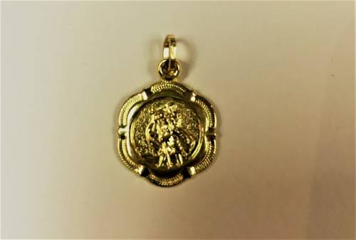 9K- 9 carat genuine yellow Gold -  Saint Christopher 17 mm wide