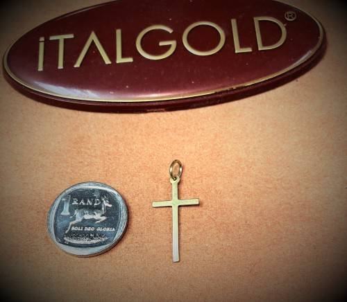 9K 9carat solid Gold - Flat Cross 27 mm long