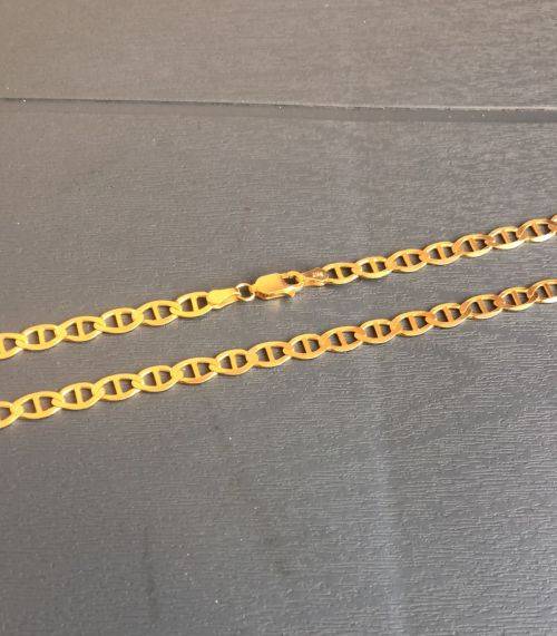 9K -- 9 carat solid Gold - Marina link Necklace 55 cm. long- 5.0 mm wide