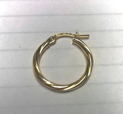9k / solid 9 carat Gold , Stunning imported , Pair of twisted hoop earrings-