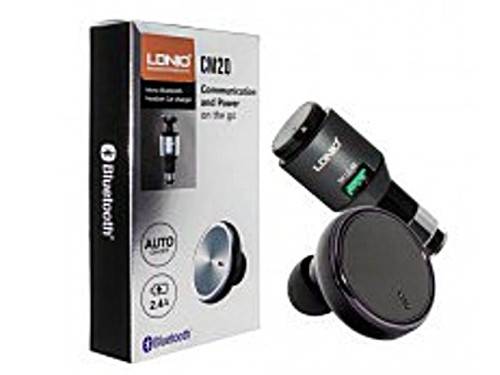 LDNIO 2 in 1 CM20 Mono Bluetooth Headset plus Car Charger With Auto On-Off Button Multiple Point con