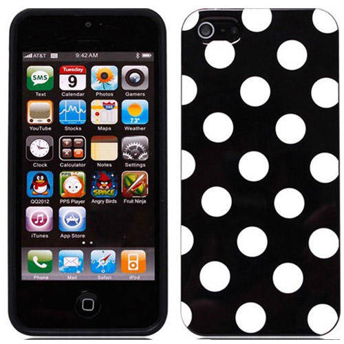 iPhone 5 5S cover Polka Dot Rubber Skin Case Cover + Free screen protector