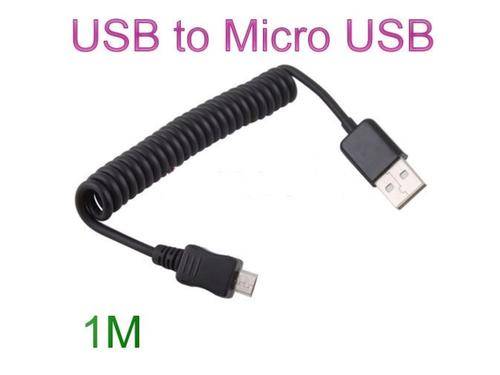 USB 2.0 Male to Micro USB 5 Pin Data Sync Charger Cable 3ft 1M Spring Coiled