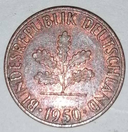 1950 G - 1 PFENNIG - ONE PFENNIG - GERMANY - FEDERAL REPUBLIC - (Copper Plated Steel)