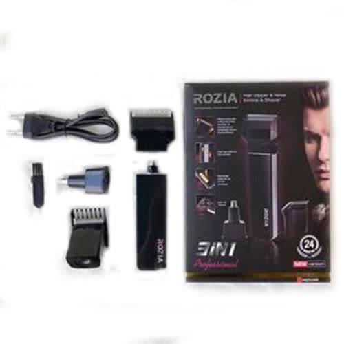 Rozia Premium Men's Rechargeable 3-in-1 Travel Electric Hair Clipper, Efficient Nose Trimmer & Handy