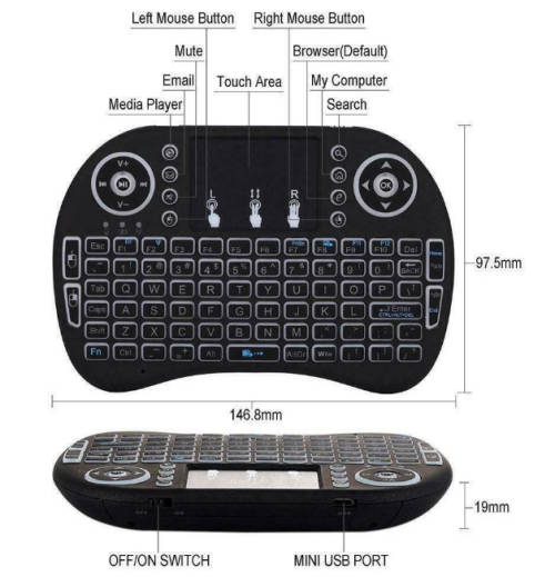 Mini Wireless Keyboard with RGB, 2.4GHz Wireless