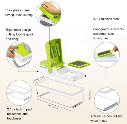 Vegetable Chopper Slicer Dicer, 14 in 1 Veggie Food Cutter Onion Chopper, Manual Mandoline for Garli
