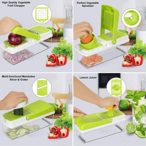 Vegetable Chopper Slicer Dicer, 14 in 1 Veggie Food Cutter Onion Chopper, Manual Mandoline for Garli