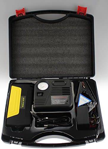 Multi-Function Car Jump Starter Kit with Built-in Survival Hammer, Blade, LED Torch Flashlight