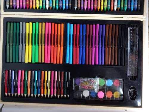 Portable 220-Piece Art Set w/ Wooden Carry Case