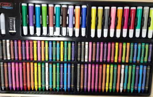 Portable 220-Piece Art Set w/ Wooden Carry Case