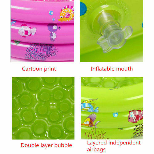 3 Ring Inflatable Paddling Pool Children Kids Swimming Pool Outdoor Garden pink