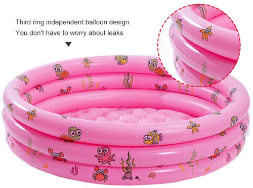 3 Ring Inflatable Paddling Pool Children Kids Swimming Pool Outdoor Garden pink