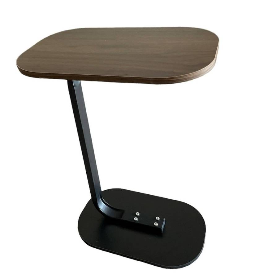 C-shaped Side Table Accent Table, Wood Desktop End Table - Chestnut