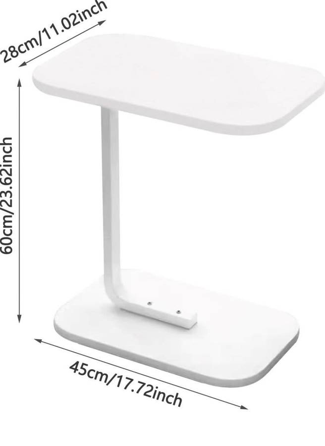 C-shaped Side Table Accent Table, Wood Desktop End Table - Chestnut