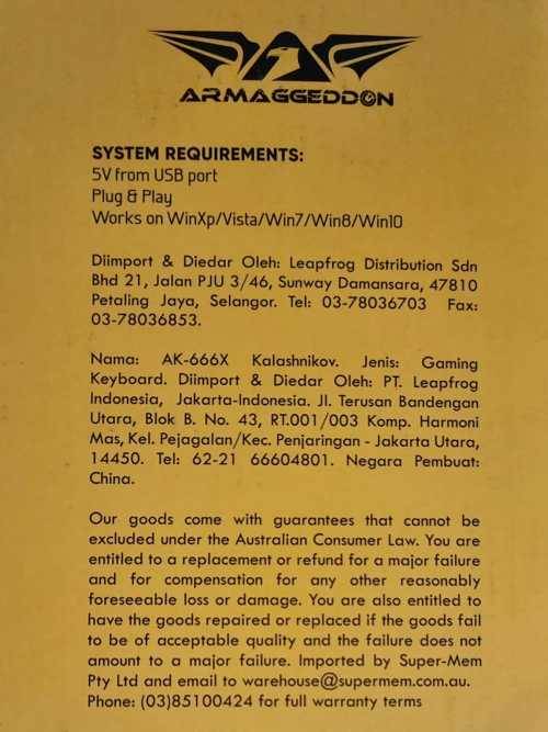 AK666 Kalashnikov Gaming Keyboard