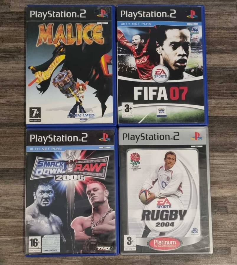 PS2 Console + 2 Controllers + Games