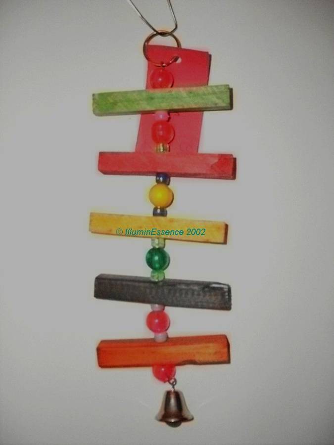 PARROT TOY - WOODEN TWIRLY TOY WITH BEADS for small to medium parrots