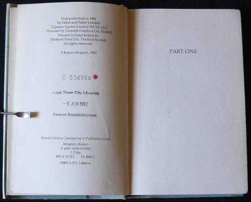 A Pale View Of Hills. Ishiguro, Kazuo