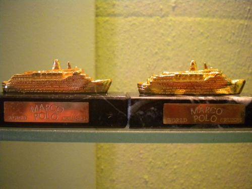 2 x 18kt Gold Plated Marco Polo World Cruises Ships - By Antonio Spain