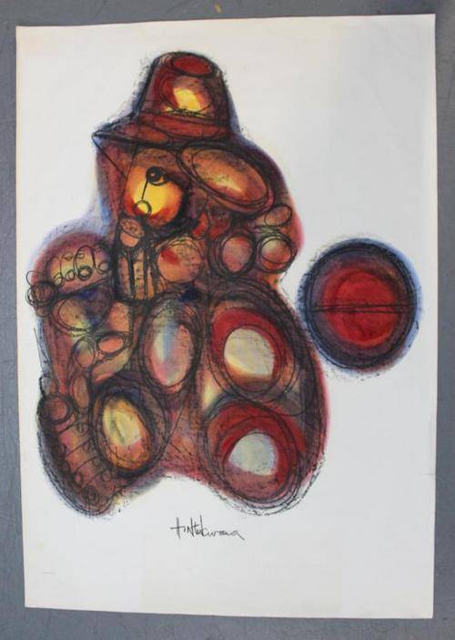 HARGREAVES NTUKWANA-(1938-1999)ABSTRACT HUGE OIL & PASTEL !! 100% AUTHENTIC !!
