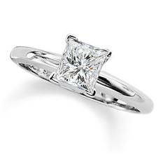0.75ct CERTIFIED NATURAL WHITE PRINCESS CUT DIAMOND ENGAGEMENT RING 14K W