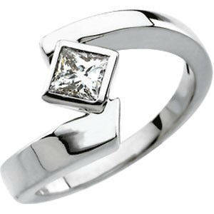 1.04ct CERTIFIED NATURAL WHITE PRINCESS CUT DIAMOND ENGAGEMENT RING 14K W