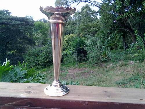 LOVELY TALL ANTIQUE SILVER PLATED VASE