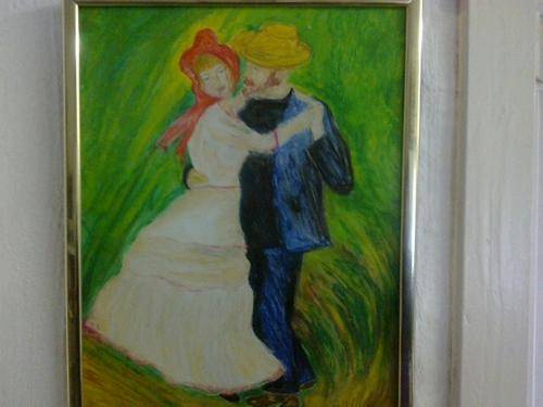 ORIGINAL PASTEL OF DANCERS. ARTIST K.W. DE F..? BEAUTIFUL COLOURS.