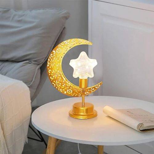Ramadan Decoration Lights Moon Lamp, Ramadan Night Light Hanging Moon Star Table Lamp, Iron Ramadan