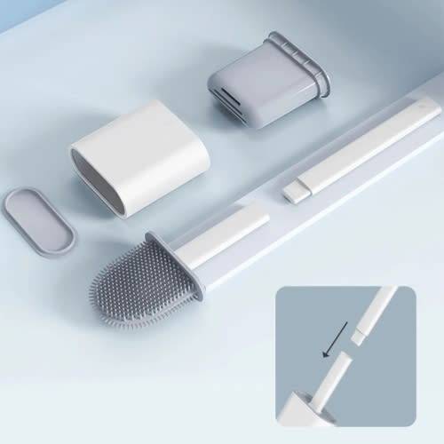 Bathroom Cleaning Soft Silicone Flat Head Wall-mounted Quick Drying Toilet Brush