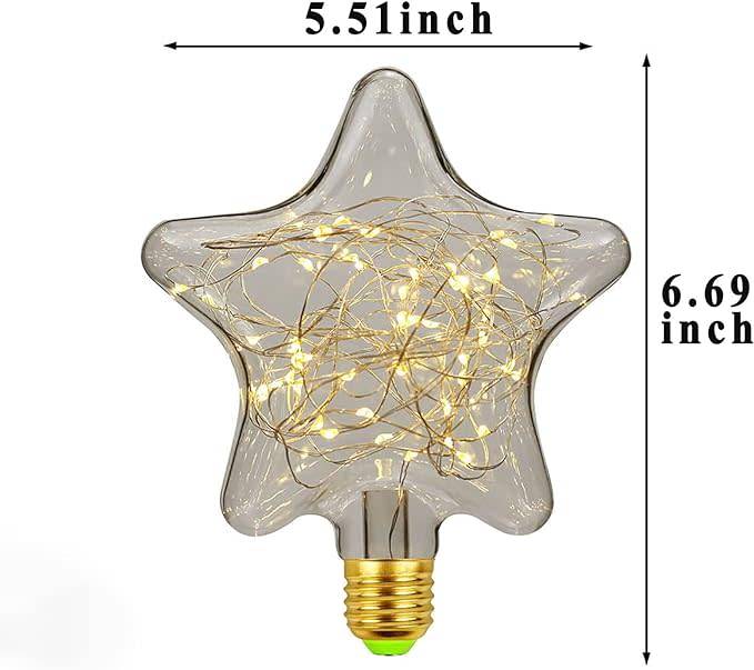 ASMSW Star Bulb Fairy Bulb, Edison Star Decorative Vintage String Lights Edison Bulb