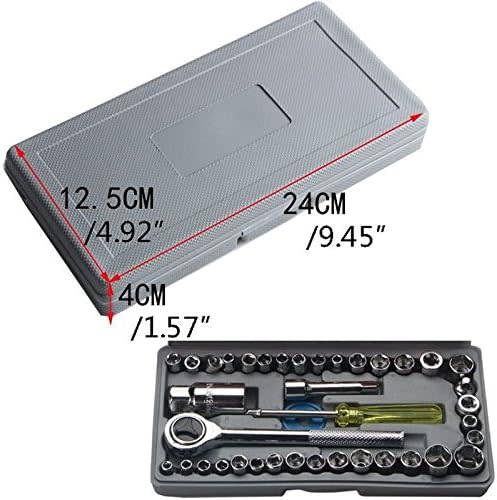 NUZAMAS 40pcs Socket Wrench Socket Set 1/2` 1/4` 3/8` Reversible Ratchet Handle DR Drive Ratchet Wre