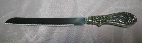 925 Sterling Silver Bread Knife - Sheffeild England 33cm long..