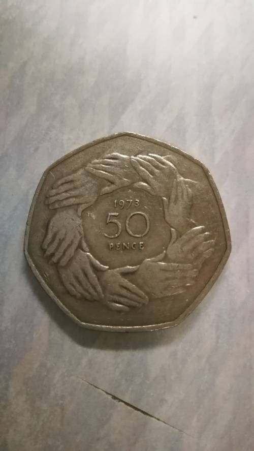 1973 Great Britain 50 Pence Coin